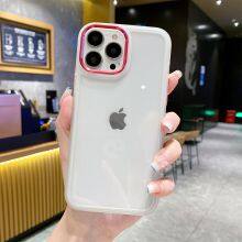 Simple Solid Color For IPhone 13/14 Pro Acrylic Cellphone Accessories Phone Cases 11Pro Max Electroplated Lens Frame 12/XS Case thumbnail-5