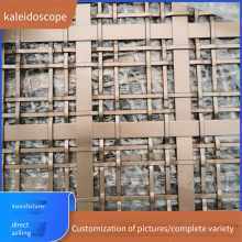 Titanium-plated Embossed Woven Mesh for Building Exterior Wall Decoration, Indoor Screen Partitions for Hotels, Diamond-shaped Stainless Steel Decorative Mesh thumbnail-2