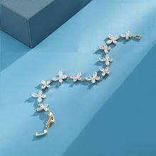 Fashion White Leaf Bracelets Bangles for Women Men Shinny Marquise Cut Cubic Zirconia Bridal Wedding Party Jewelry thumbnail-4