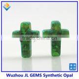 Synthetic OP11 Kiwi Green Cross Opal Gem With a Drilled Hole thumbnail-1