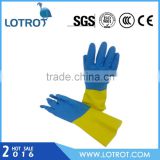Fashion Blue and Yellow Long Plastic Hand Gloves