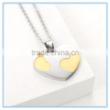 Big Heart Pendant Necklace with Surface concave Gold Filled Broken Heart pendant