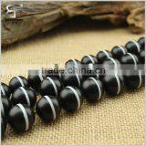 Hot Sale Natural White Line Black Matte Onyx Tibetan Agate Gemstone Round Loose Beads thumbnail-2