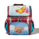 Stiff school bagpack with flap of pocket and back, with stiff PE panel