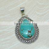 Wholesale India 925 Sterling Silver Turquoise Female Pendant Jewelry thumbnail-1