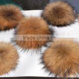 8cm Dyed Real Raccoon Fur Balls Keychain For Bag Accessory Key Ring