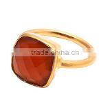 Sterling Silver Orange Chalcedony Cushion Gemstone Gemstone Ring thumbnail-2