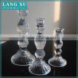 Set of 3 Crystal Taper Tall Glass Candle Holders thumbnail-1