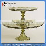 LongRun China New Products GreenGlass Marcella Cake Stands Special Design Glassware With OEM Design