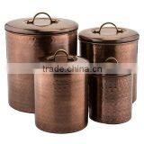 Set of 4 Copper Colored Metal Storage Canisters