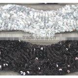 Latest Black and Silver Wave Sequin Pattern Textile Fabric, Sequin Fabric Textile for Home Textile thumbnail-4