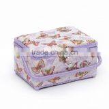 Butterfly Print Wooden Sewing Tool Basket w/ Accessories thumbnail-1