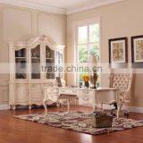 Classy French Baroque Style White Office Bookcase/ Antique Royal Wooden Carving Executive Bookshelf thumbnail-1