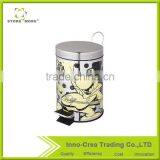 Colored Round Surface Printing Stainless Steel Step Trash Can thumbnail-1