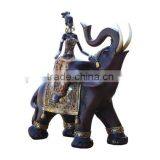 New Polyrsesin Resin Fabric African Lady on Elephant Gifts thumbnail-1