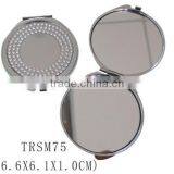 Folding Metal Bling Rhinestone Cosmetic Pocket Mirror Double Sides Compact Mirror thumbnail-1