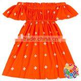 Kid Adorable Fashion Flower Off Shoulder Dress Ruffle Neck Girls Summer Dresses thumbnail-6