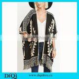 Women's Batwing Sleeve Pullovers Tassels Hem Cloak Poncho Tops Knitting Sweater Coat