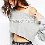 Lady off Shoulder Grey Fashion Weet Jogging Slouchy Sweat thumbnail-2