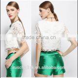 Latest Summer Girls Sexy Lace Crop Top Design Wholesale Price thumbnail-5