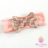 Baby Headband Stripes Fabric With Sequin Bows Headbands for Babies thumbnail-4