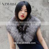 CX-B-06 New Styles Fashion Natural Color Silver Fox Fur Scarf Fur Shawl thumbnail-3