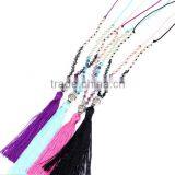 Fashion Long Hand Knotted Druzy Tassel Necklace, Druzy Beaded Neckalce thumbnail-4