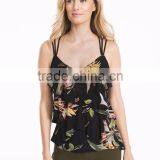 MGOO Wholesale Ladies Fancy Sleeveless Tops Made From 100% Polyester Chiffon Casual Sexy Crop Tops thumbnail-2