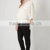 Sexy v Neck Maternity Fashion Blouses Maternity Wear With Front Pocket thumbnail-2