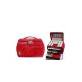 Red Fake Leather Cosmetic Boxes