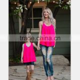 Plain Pink Mommy and Daughter Matching Vest Women Casual Top