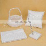 Sweet Rose Wedding White Guest Book Set Book/pen /ring Pillow/flower Basket Set Cheap Wholesale Gift Decoration thumbnail-1