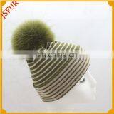 Hot Sale Ribbed Wool Knitted Beanie Bobble Winter Hat thumbnail-3