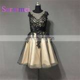 2017 Short Sleeves Scoop Neck Prom Dresses Robe de Soiree Evening Gowns Elegant thumbnail-1