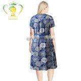 Factory Direct Sale Short Sleeve Flower Pattern Plus Size Dress Women thumbnail-2
