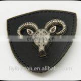 Fashion Leather Label for Jeans, Embossing Metal Real Leather for Garment