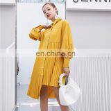 TWOTWINSTYLE Asymmetrical Lantern Long Sleeve Pleated Hem Dress Female thumbnail-4