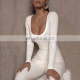Wholesale Women Long Sleeve Wide Round Neck Ribbed Cotton Bodysuits for Women thumbnail-1