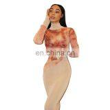 LAITE D2182 2020 Autumn&winter Fashion Contrast Color Printed Women Maxi Dresses Casual Dresses thumbnail-2