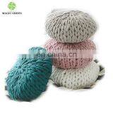 Stock 100% Acrylic T Shirt Yarn Hand Knit Large Knotted Long Round Neck Bolster Shaped Decorative Hand Knit Made Cushion Pillow