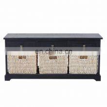 wooden frame Chic entryway spongio cushion shoes storage bench,ottoman with storage basket