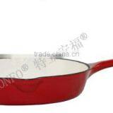 TRIONFO Lightening Red Enamel Coated Cast Iron Fry Pan