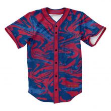 custom blue and red baseball jersey with 100% polyester