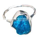 925 SOLID STERLING FINE SILVER ROUGH APATITE RING thumbnail-1