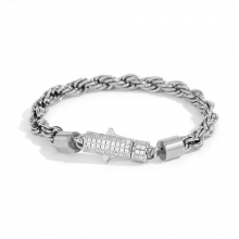 New Style 6mm Iced Out Clasp Rope Chain Stainless Steel 18K Gold Plated Twist Rope Chaain Bracelet Jewelry for Women thumbnail-5