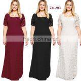 F20252A Fat women lace dress patterns high quality elegant evening dress for fat women maxi dress plus size women clothing