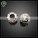 Antique Gold Big Hole Spacer Beads With Red Rhinestone thumbnail-1