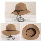 QXSH0009 With Rope Decoration Summer Straw Hat New Beach Fedora Wide Brim thumbnail-3