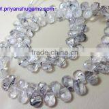 Tourmalated Quartz/Black Rutilated Quartz Faceted Pear