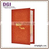 Custom Design Restaurant Menu Holder, PU Leather Cover Drink Menu Book/leather file folder